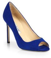 Thumbnail for your product : Manolo Blahnik Peepti Suede Peep-Toe Pumps