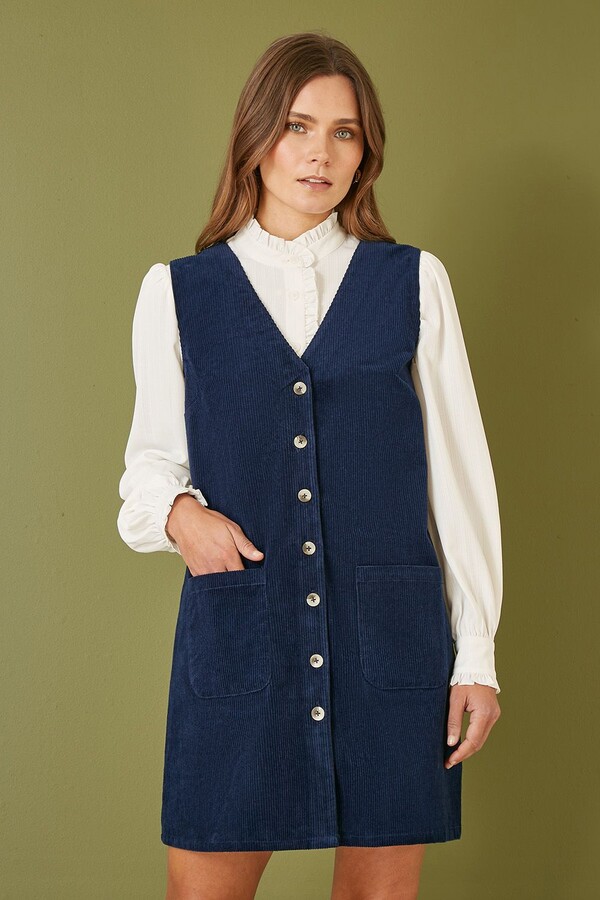 Womens Navy Pinafore Dress ShopStyle UK