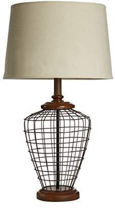 Premier Housewares Maine Table Lamp with Metal and Wooden Base, Natural, E27, 40 watts