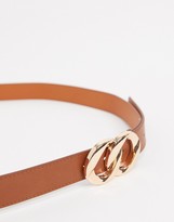 Thumbnail for your product : Glamorous Curve belt with double molten circle buckle in tan