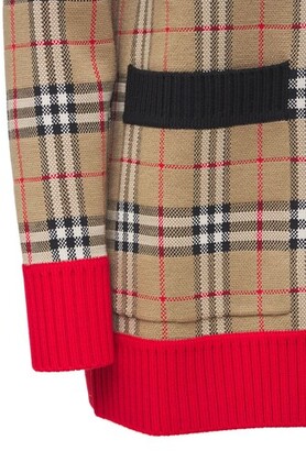 Burberry Iconic Wool Blend Knit Cardigan
