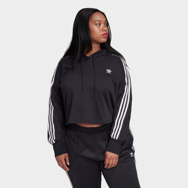 adidas Women's 3-Stripes Cropped Hoodie (Plus Size) - ShopStyle