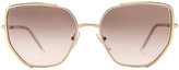 Thumbnail for your product : Prada Metal Angular Sunglasses in Pale Gold & Grey Gradient | FWRD