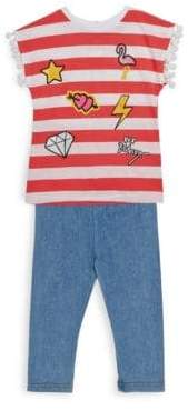 Betsey Johnson Little Girl's Two-Piece Stripe Top and Capri Pants Set