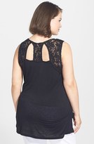 Thumbnail for your product : Forgotten Grace Lace Inset Embroidered Jersey Tank (Plus Size)