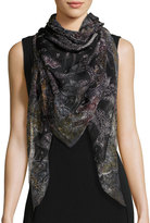 Thumbnail for your product : Alexander McQueen Wildflower Flight Square Silk Scarf, Black/White