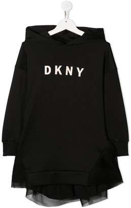 DKNY Logo Embroidered Hooded Dress