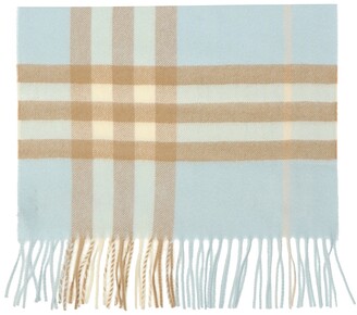 Burberry Checked Cashmere Scarf Light - Blue - ShopStyle Scarves & Wraps