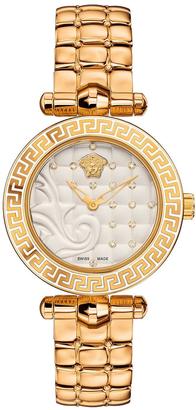 Versace Micro Vanitas White Dial Gold Tone Stainless Steel Ladies Watch