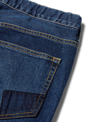 Remi Relief Slim-Fit Tapered Patchwork Denim Drawstring Jeans - Men - Blue - S