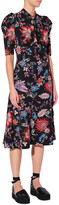 Thumbnail for your product : Erdem Floral Tie-Neck Puff-Sleeve Midi Dress
