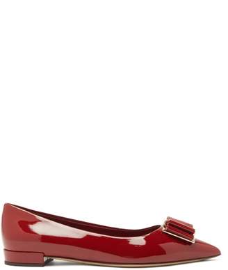 Salvatore Ferragamo Zeri Patent-leather Ballet Flats - Womens - Red
