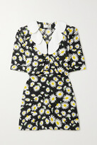 Thumbnail for your product : Saint Laurent Ruffled Floral-print Crepe Mini Dress - Black