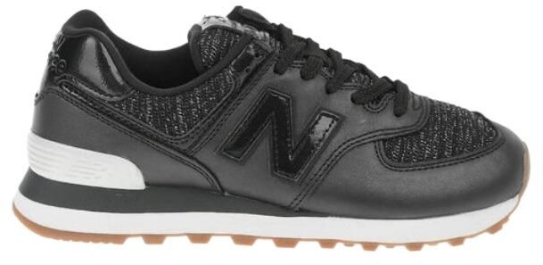 New Balance Women's Black Leather Sneakers - ShopStyle