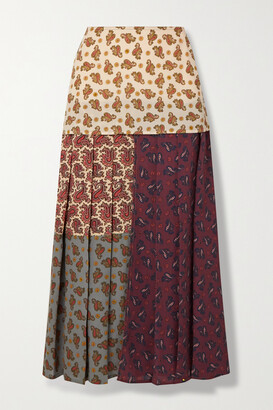 Chloé Patchwork Paisley-print Silk Crepe De Chine Midi Skirt