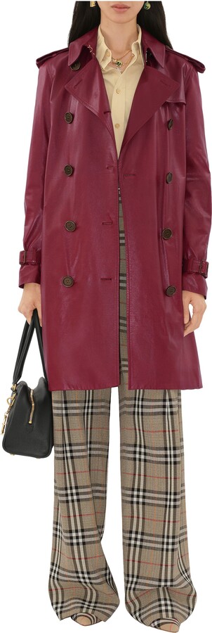 Burberry Mid-length Leather Kensington Trench Coat