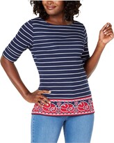 Thumbnail for your product : Karen Scott Womens Striped Boatneck T-Shirt