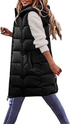 JURTEE Womens Coats Ladies Autumn Winter Casual Zip Up Front Lightweight Thin Vest Sleeveless Pockets Jacket Coat 