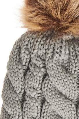 Quiz Grey Pom Cable Knit Hat
