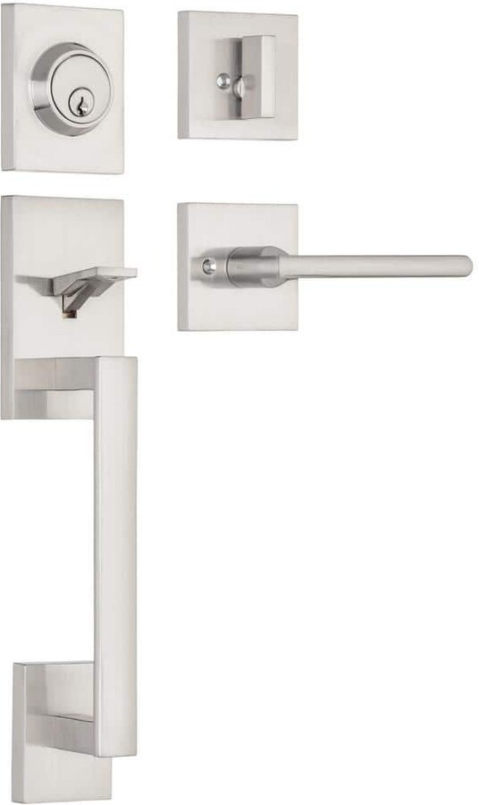 eModern Decor CozyBlock Arch Lever, Brushed Nickel Single Door Handleset w/Single Cylinder Deadbolt, Adjustable Entry Door Lock Set