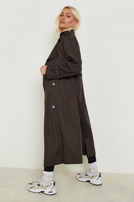 boohoo Belted Woven Trench Coat