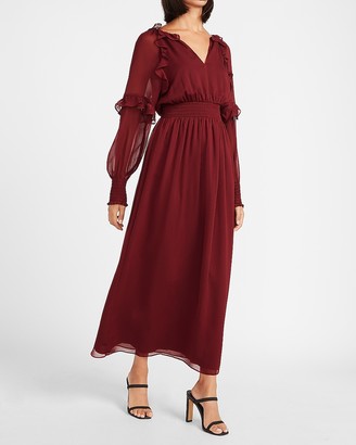 wine color maxi dress