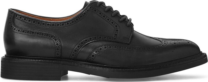 Polo Ralph Lauren Asher Leather Wingtip Lace-up Shoes Black - ShopStyle