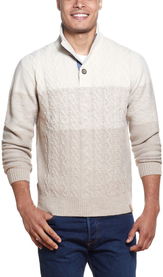 Lutratocro Mens Casual Button Down Mock Neck Knit Pullover Jumper Sweaters 