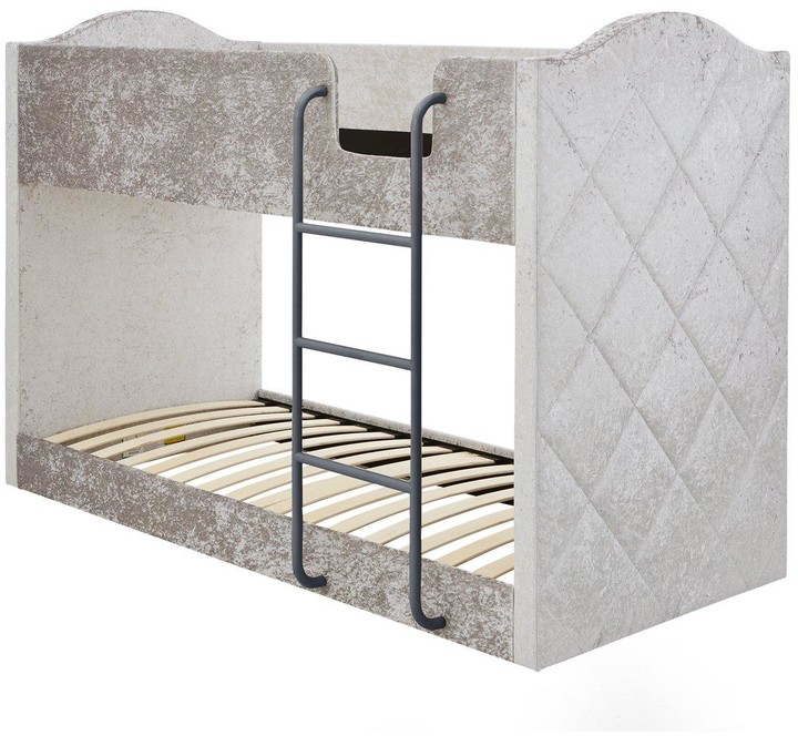 Mandarin Fabric Bunk Bed with Mattress Options (Buy and SAVE!) Grey