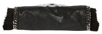 Stella McCartney 'Mini Falabella - Shaggy Deer' Embroidered Faux Leather Crossbody Bag - Black