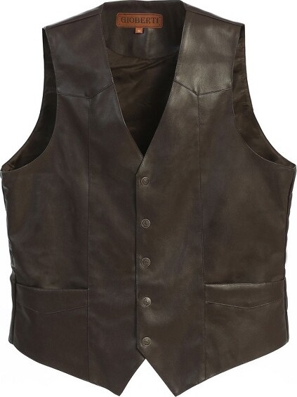 Gioberti Men's 5 Button Faux Leather Vest, Coffee Bronzing, 2X-Large