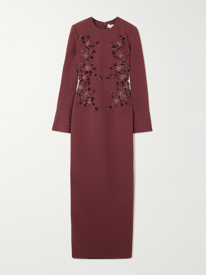 Rebecca Vallance - Lulee Embellished Crepe Gown - Burgundy