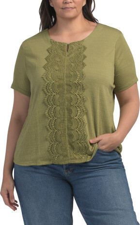 TJMAXX Plus Keyhole Textured Knit Top For Women, Spandex/Polyester/Rayon
