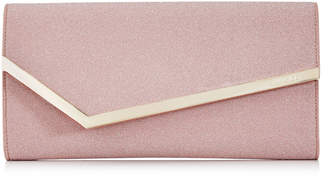 Jimmy Choo ERICA Ballet Pink Fine Glitter Fabric Clutch Bag