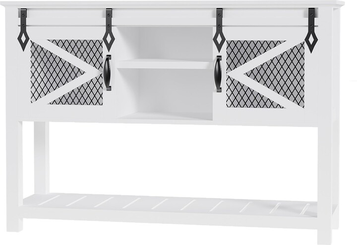 Tackview Farmhouse Entryway Table with Sliding Barn Doors