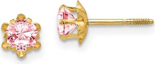 Black Bow Jewelry Co. BlackBowJewelryKids4mmSyntheticPinkTourmalineScrewBack14kGoldStudEarrings