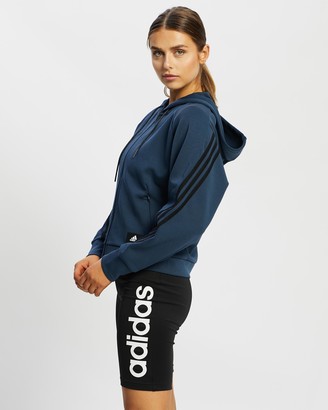 adidas Women's Blue Hoodies - Wrapped 3-Stripes Full-Zip Hoodie - Size XXL at The Iconic