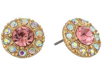 Betsey Johnson Blue by Pink and Gold Tone Halo Statement Stud Earrings