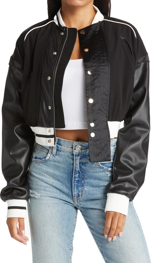 AZALEA WANG Mixed Media Bomber Jacket ShopStyle