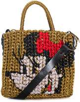Thumbnail for your product : Lorenza Gandaglia Brown & Red Fabric Minnie Woven Tote, Nwt