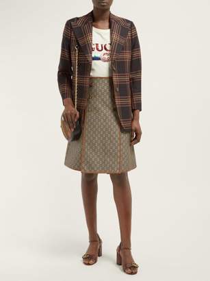 Gucci A Line Gg Jacquard Cotton Blend Skirt - Womens - Beige Multi