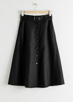 Thumbnail for your product : And other stories Belted Linen Blend A-Line Skirt