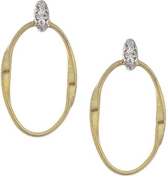 Marco Bicego Marrakech Onde 18K Two-Tone Gold & Diamond Coil Oval Hoop Earrings