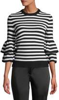 Thumbnail for your product : Michael Kors Collection Cashmere-Striped Tiered-Sleeve Sweater