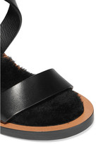 Thumbnail for your product : Isabel Marant Jenyd Shearling-lined Leather Sandals - Black