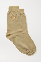 Thumbnail for your product : Maria La Rosa Embroidered Metallic Stretch-knit Socks