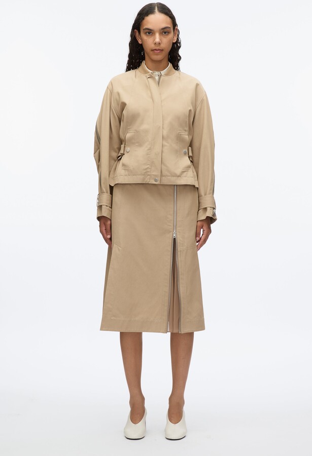 Zip Cocoon Back Bomber Jacket in KHAKI