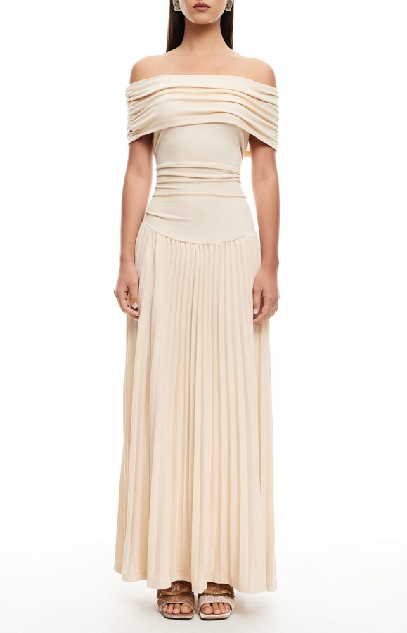 Lioness Field of Dreams Off the Shoulder Pleated Maxi Dress
