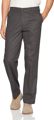 Lee Men's Total Freedom Stretch Straight Fit Flat Front Pant (Charcoal) Men's Clothing
