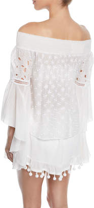 Ramy Brook Elsie Embroidered Long-Sleeve Coverup Top